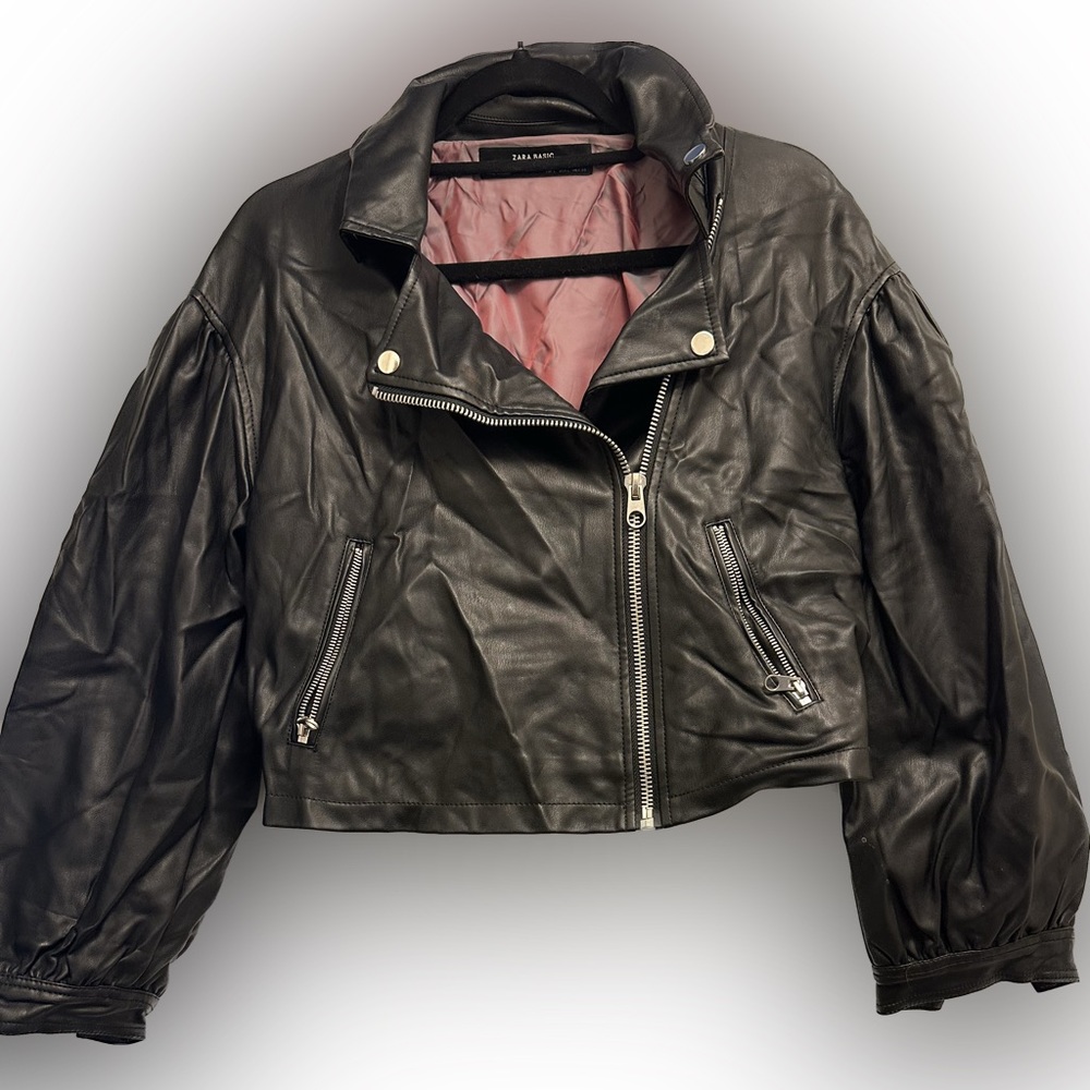 Puff sleeve faux jacket